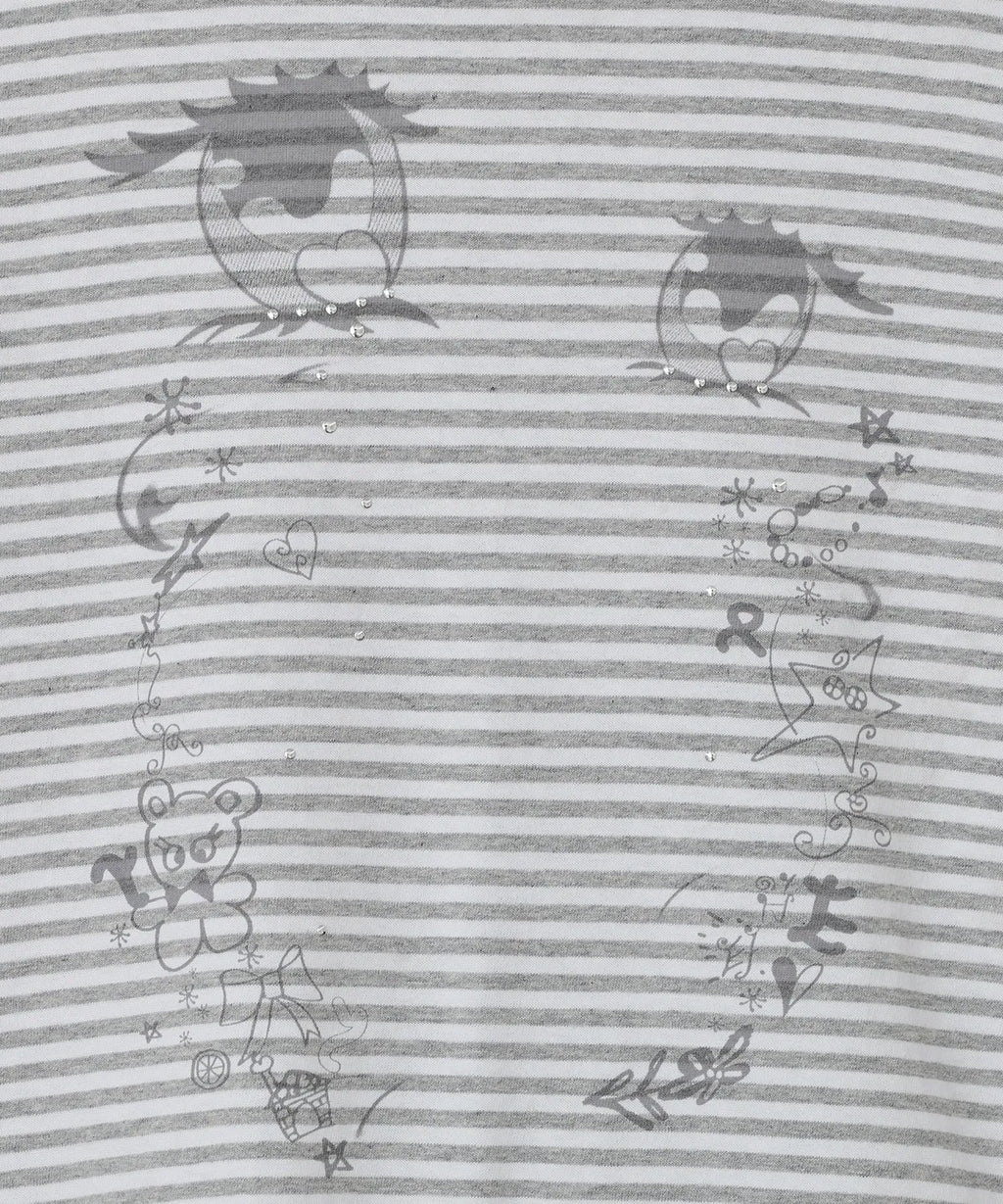 【typeservice】Cry Eyes Stripe Short Sleeve Top - grey