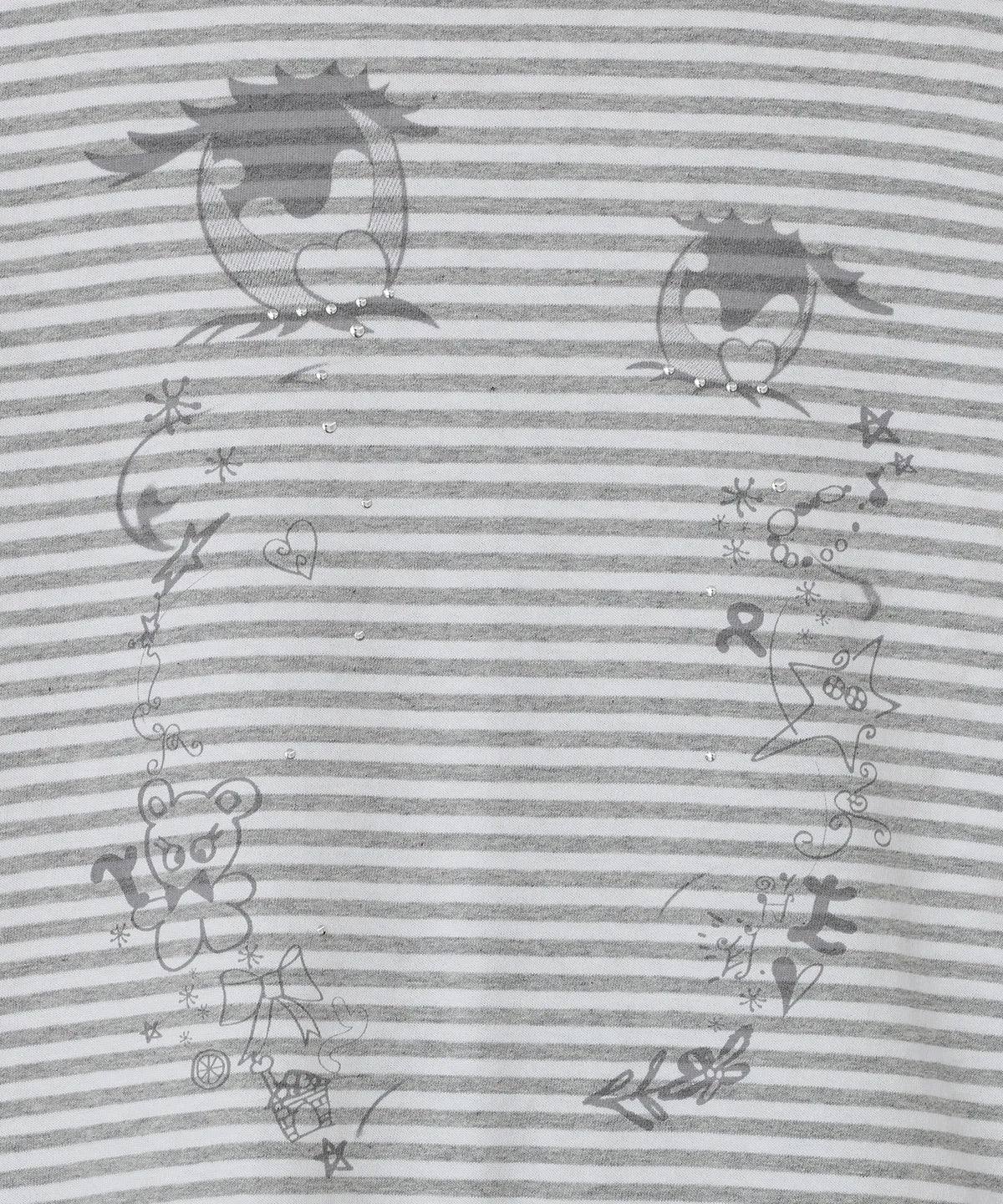 【typeservice】Cry Eyes Stripe Short Sleeve Top - grey
