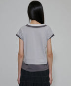 【Flare up】3-Layered Henley T-shirt [Black / Gray]