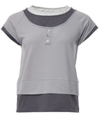 【Flare up】3-Layered Henley T-shirt [Black / Gray]