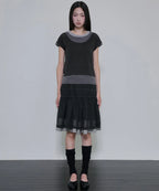 【Flare up】3-Layered Henley T-shirt [Black / Gray]
