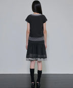 【Flare up】3-Layered Henley T-shirt [Black / Gray]