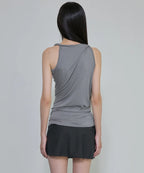 【Flare up】Braided Asymmetrical Sleeveless [Black / White / Gray]