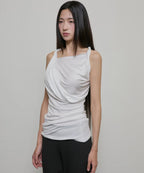 【Flare up】Braided Asymmetrical Sleeveless [Black / White / Gray]
