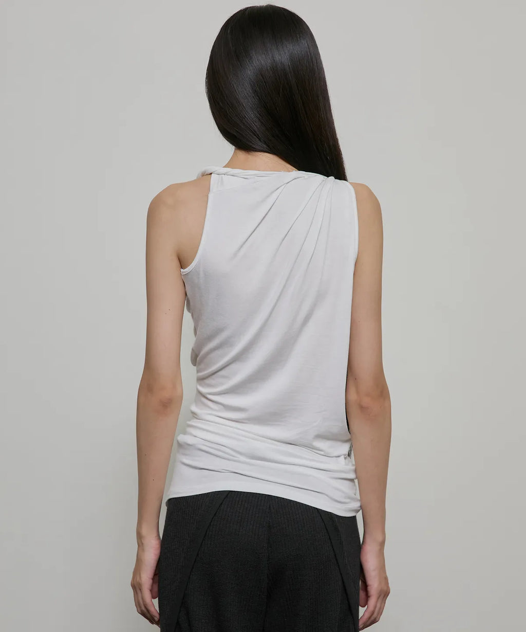 【Flare up】Braided Asymmetrical Sleeveless [Black / White / Gray]