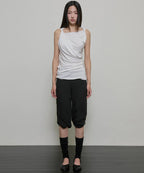 【Flare up】Braided Asymmetrical Sleeveless [Black / White / Gray]