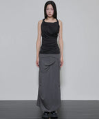 【Flare up】Braided Asymmetrical Sleeveless [Black / White / Gray]