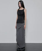 【Flare up】Braided Asymmetrical Sleeveless [Black / White / Gray]