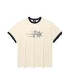 【niceghostclub】  check 3star basic ringer tee [ cream / yellow / charcoal / gray ]