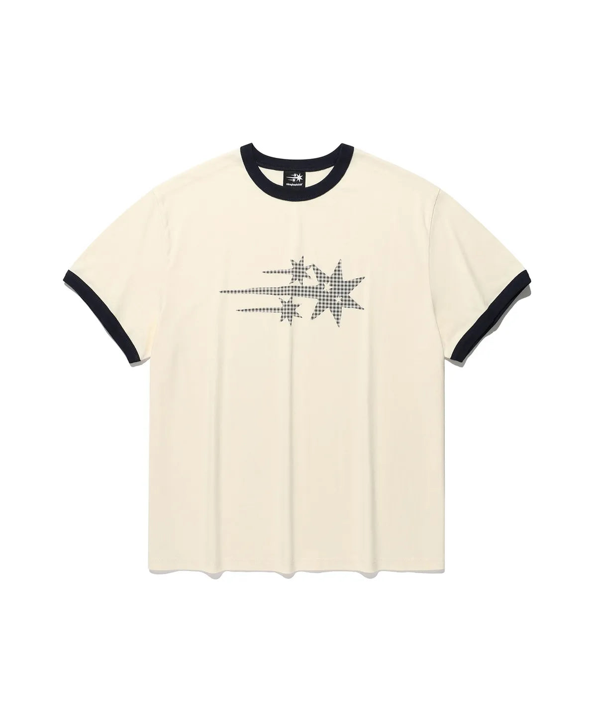 【niceghostclub】  check 3star basic ringer tee [ cream / yellow / charcoal / gray ]
