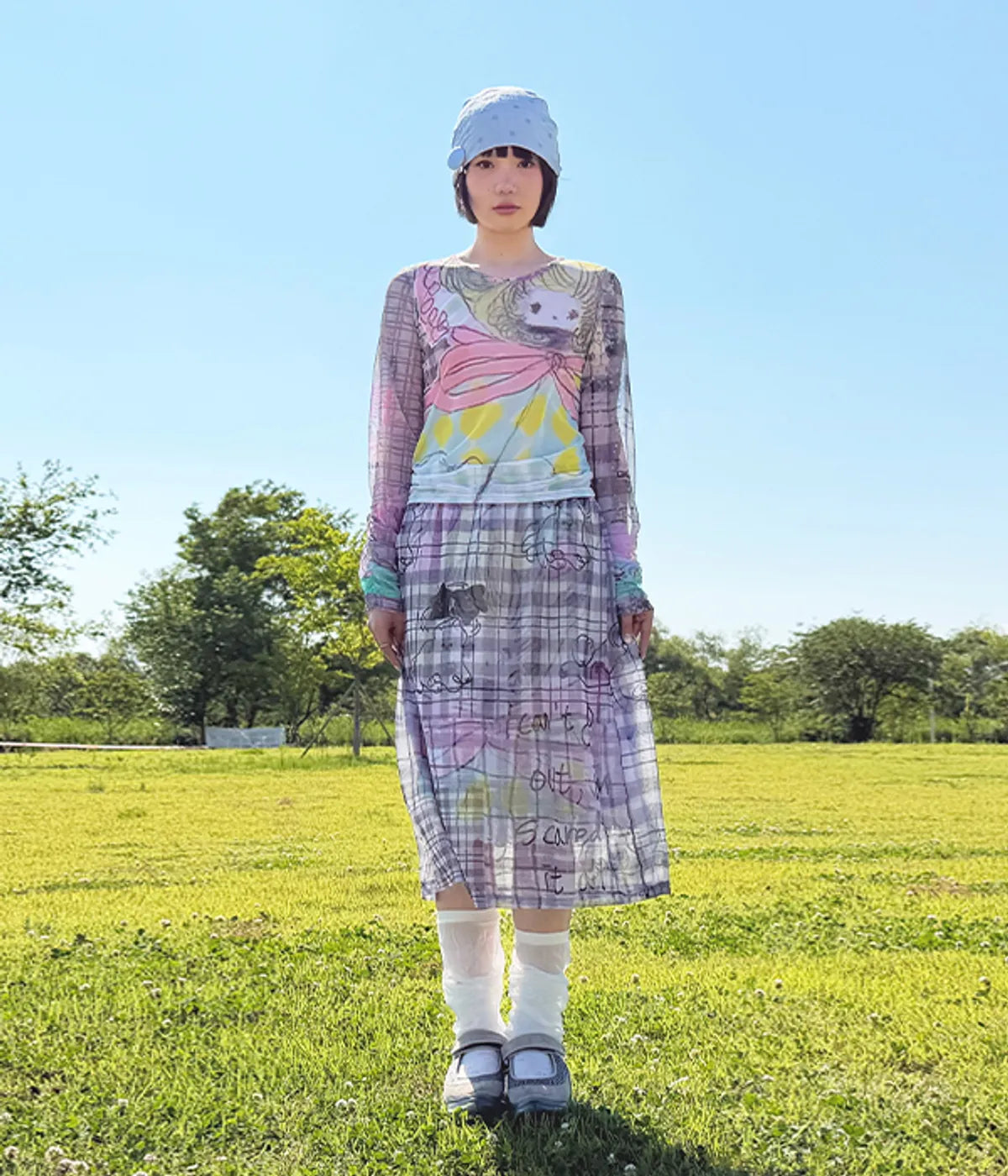 【youthbath】YB x Motka Graphic Mesh Top
