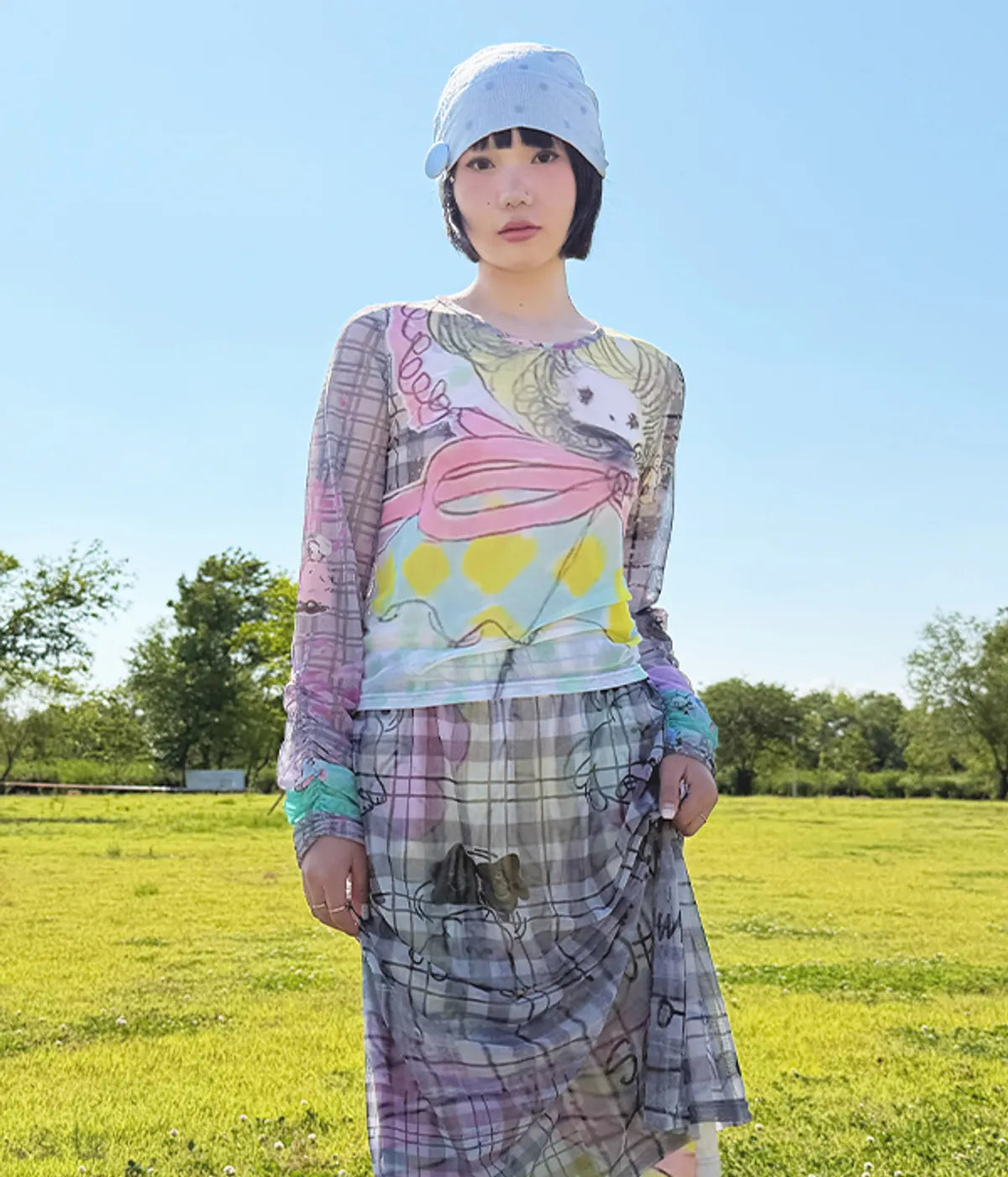 【youthbath】YB x Motka Graphic Mesh Top
