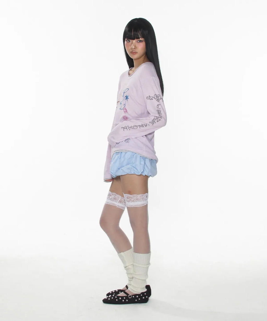 【CRANK】TATTOO LAYERED TOP [ ivory / blue / pink ]