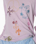 【CRANK】TATTOO LAYERED TOP [ ivory / blue / pink ]