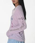 【CRANK】TATTOO LAYERED TOP [ ivory / blue / pink ]
