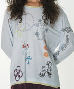 【CRANK】TATTOO LAYERED TOP [ ivory / blue / pink ]