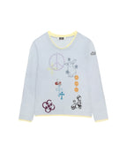 【CRANK】TATTOO LAYERED TOP [ ivory / blue / pink ]