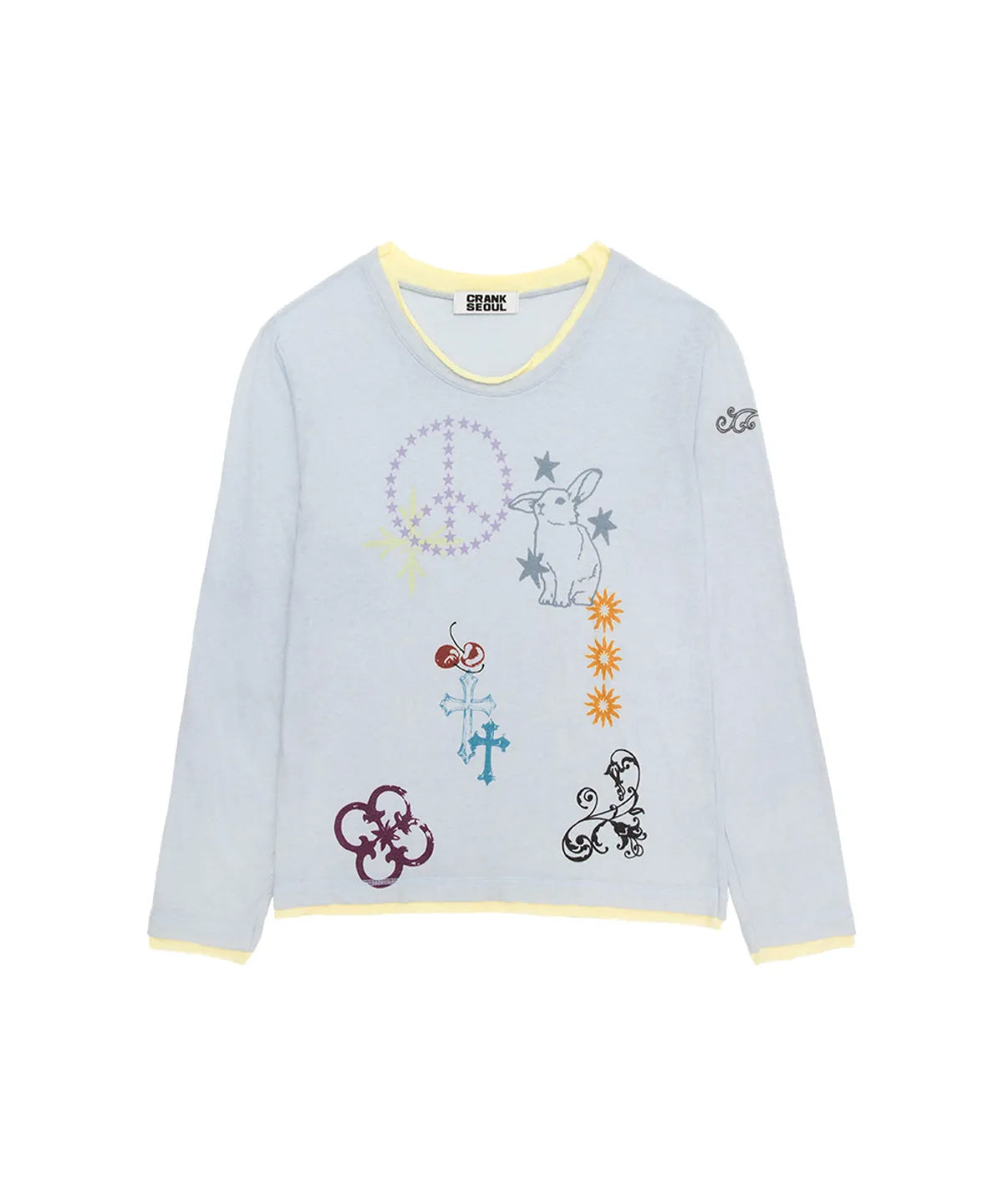【CRANK】TATTOO LAYERED TOP [ ivory / blue / pink ]