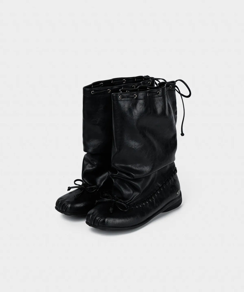 【KHIHO】RIVEL SLOUCHY MID BOOTS [ Black / Brown ]