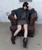【KHIHO】RIVEL SLOUCHY MID BOOTS [ Black / Brown ]