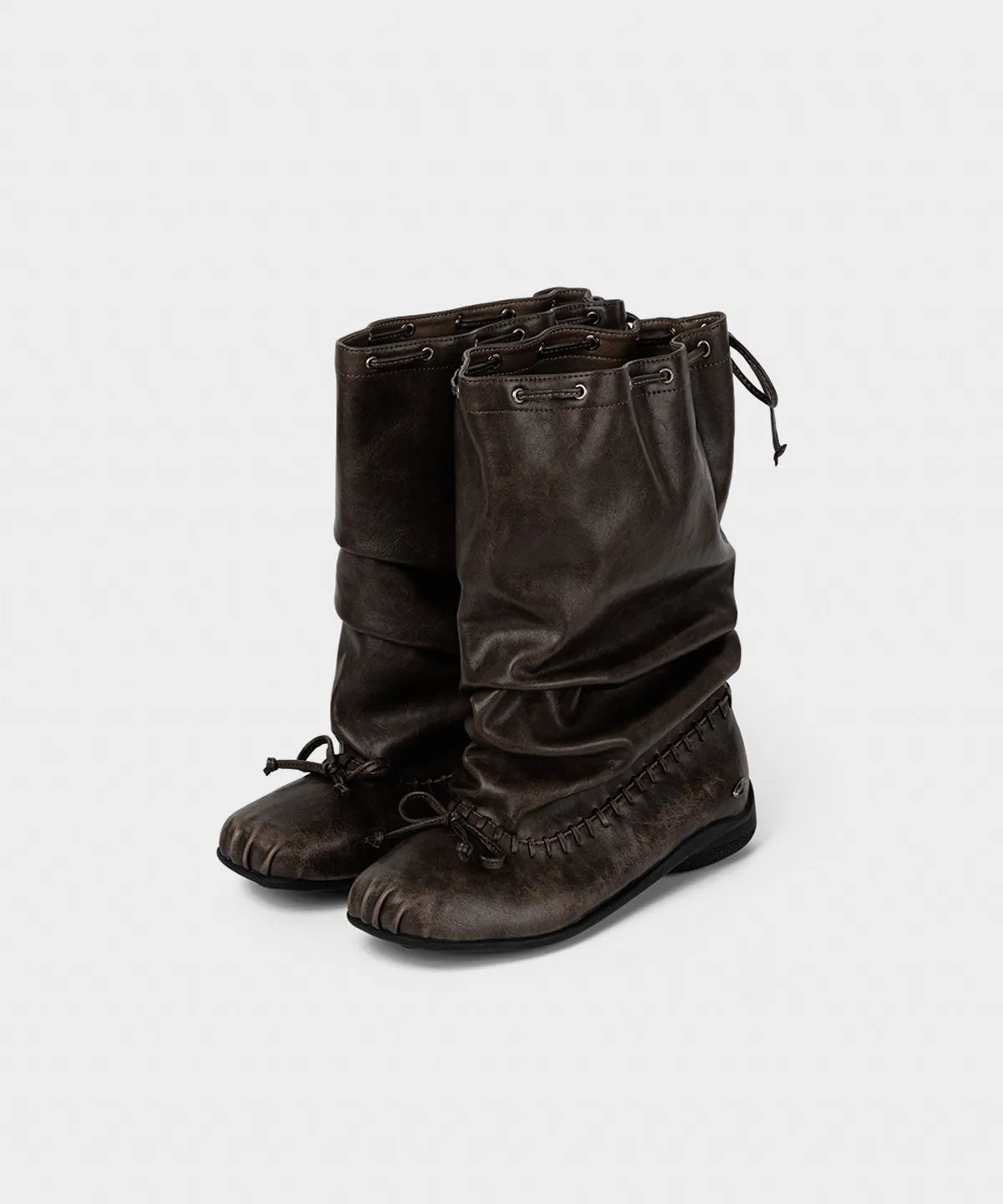 【KHIHO】RIVEL SLOUCHY MID BOOTS [ Black / Brown ]