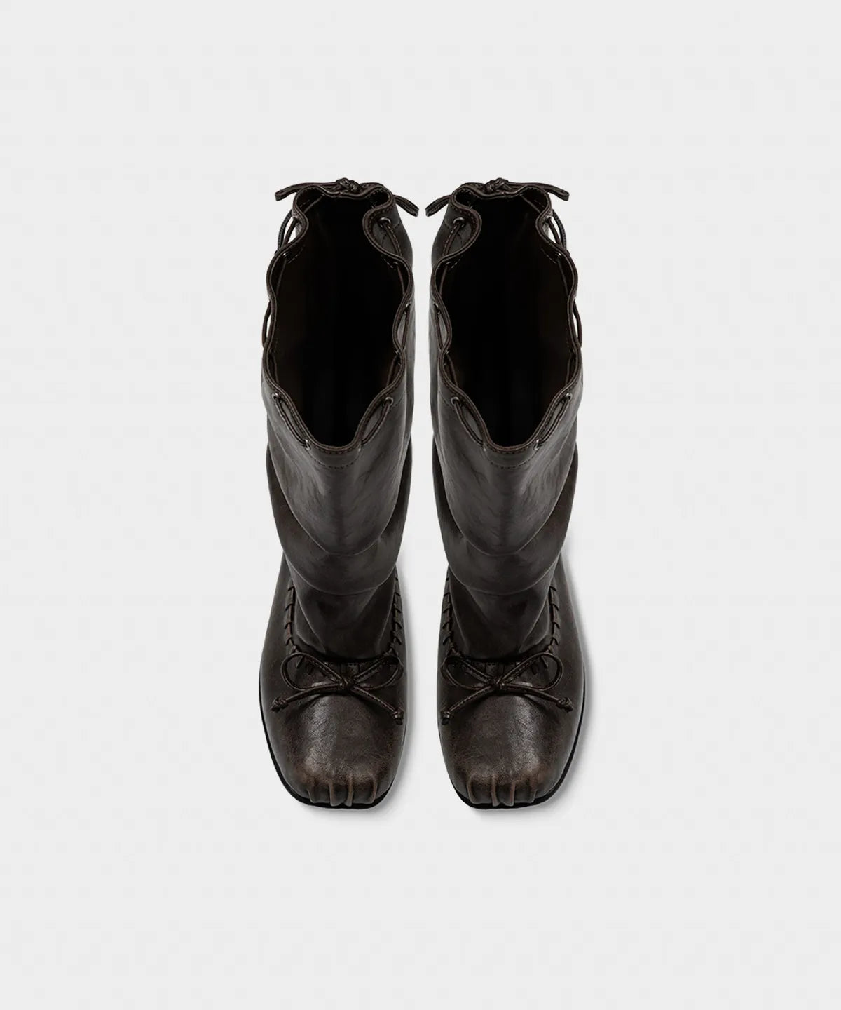 【KHIHO】RIVEL SLOUCHY MID BOOTS [ Black / Brown ]