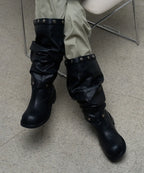 【KHIHO】NODE STUD BOOTS [ Black / Grey ]