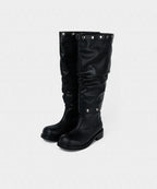 【KHIHO】NODE STUD BOOTS [ Black / Grey ]