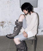 【KHIHO】NODE STUD BOOTS [ Black / Grey ]
