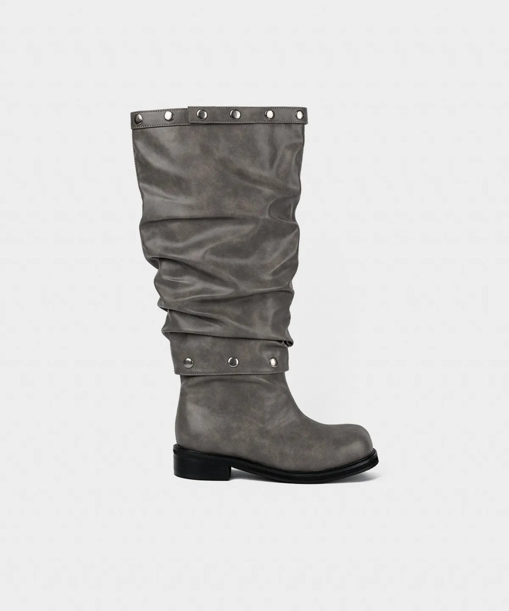 【KHIHO】NODE STUD BOOTS [ Black / Grey ]