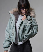 【Fancy Club】EYELET FUR MA-1 JACKET - 4 colors