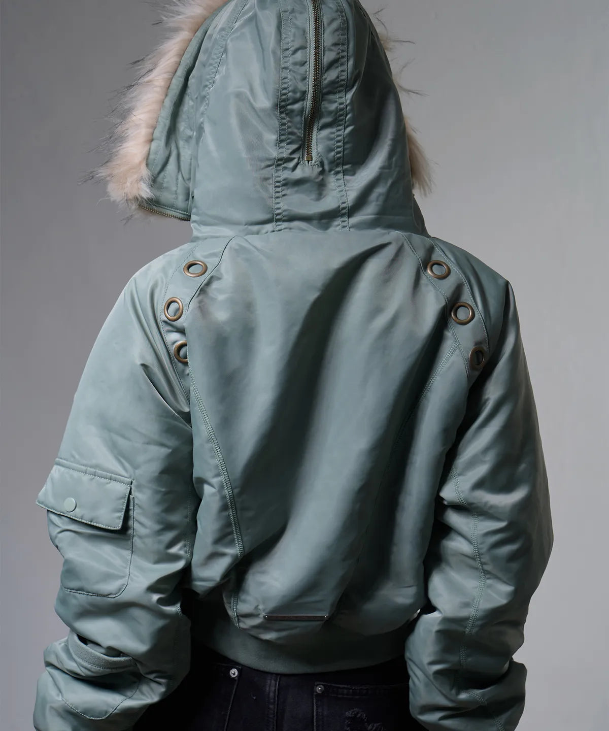 【Fancy Club】EYELET FUR MA-1 JACKET - 4 colors