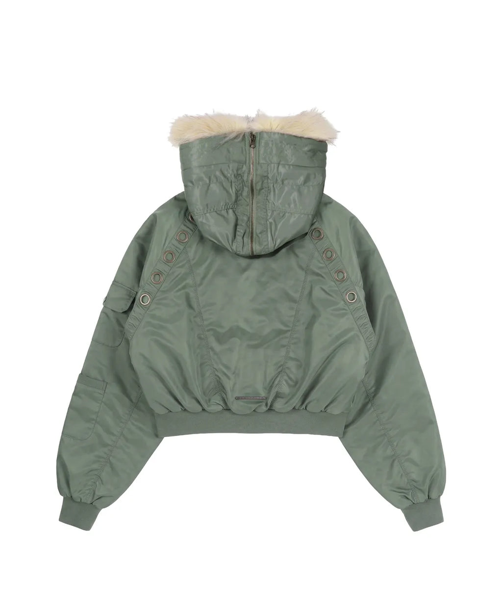 【Fancy Club】EYELET FUR MA-1 JACKET - 4 colors
