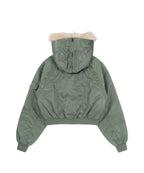 【Fancy Club】EYELET FUR MA-1 JACKET - 4 colors