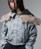 【Fancy Club】EYELET FUR MA-1 JACKET - 4 colors