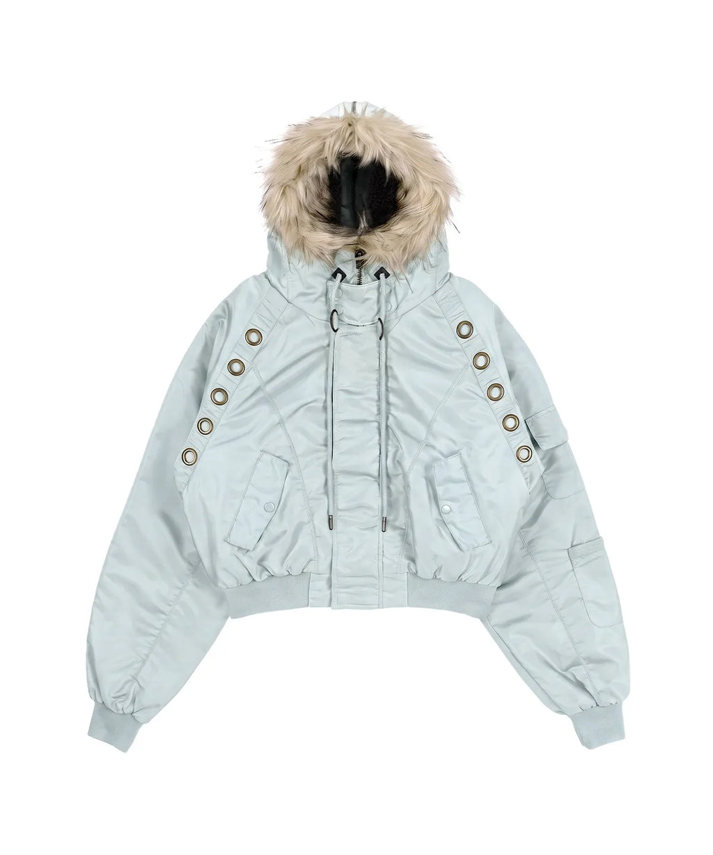 【Fancy Club】EYELET FUR MA-1 JACKET - 4 colors