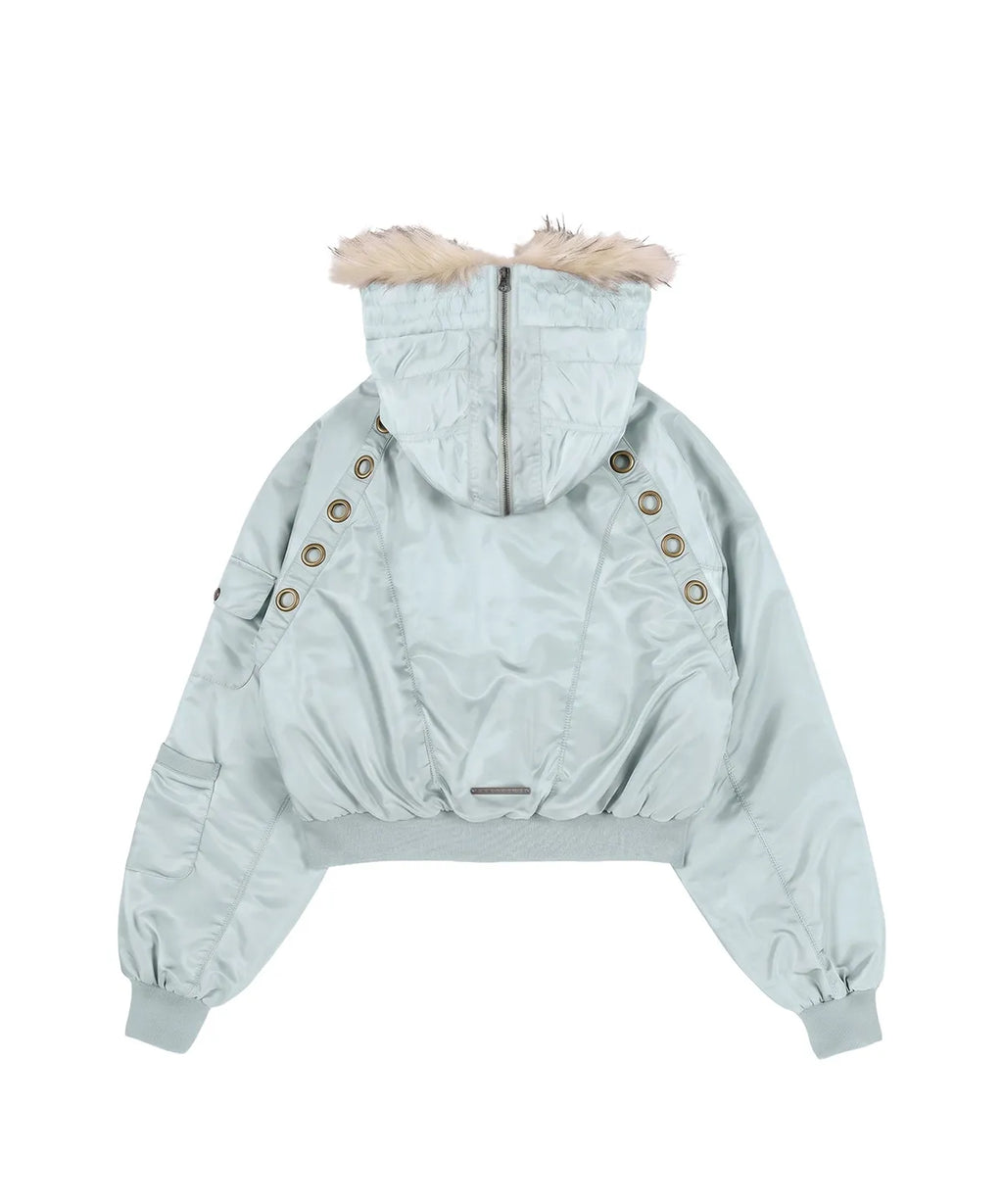 【Fancy Club】EYELET FUR MA-1 JACKET - 4 colors