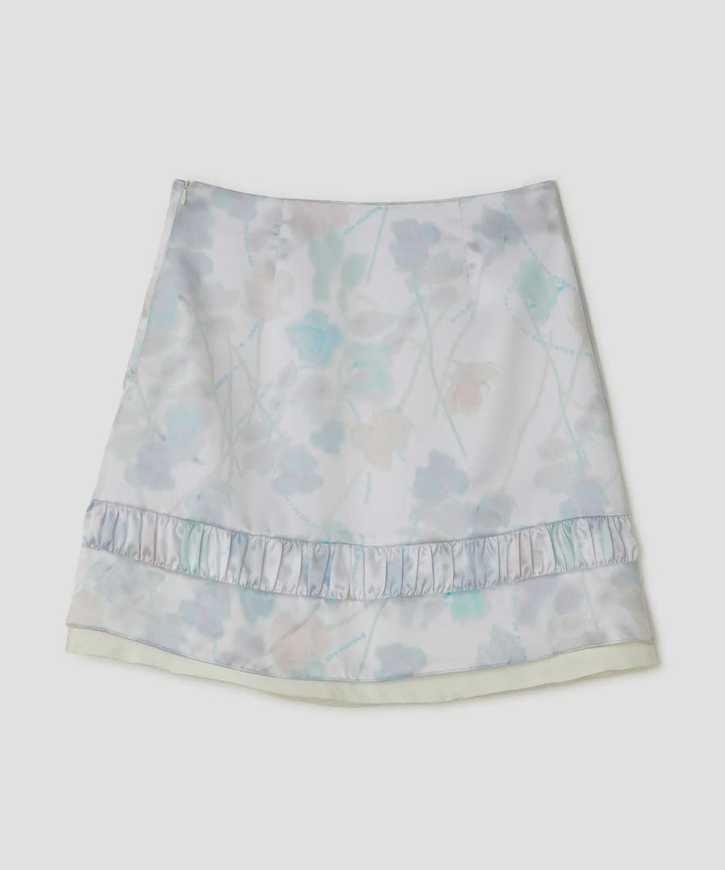 【typeservice】Hazy Petal Shirred Skirt [ White ]