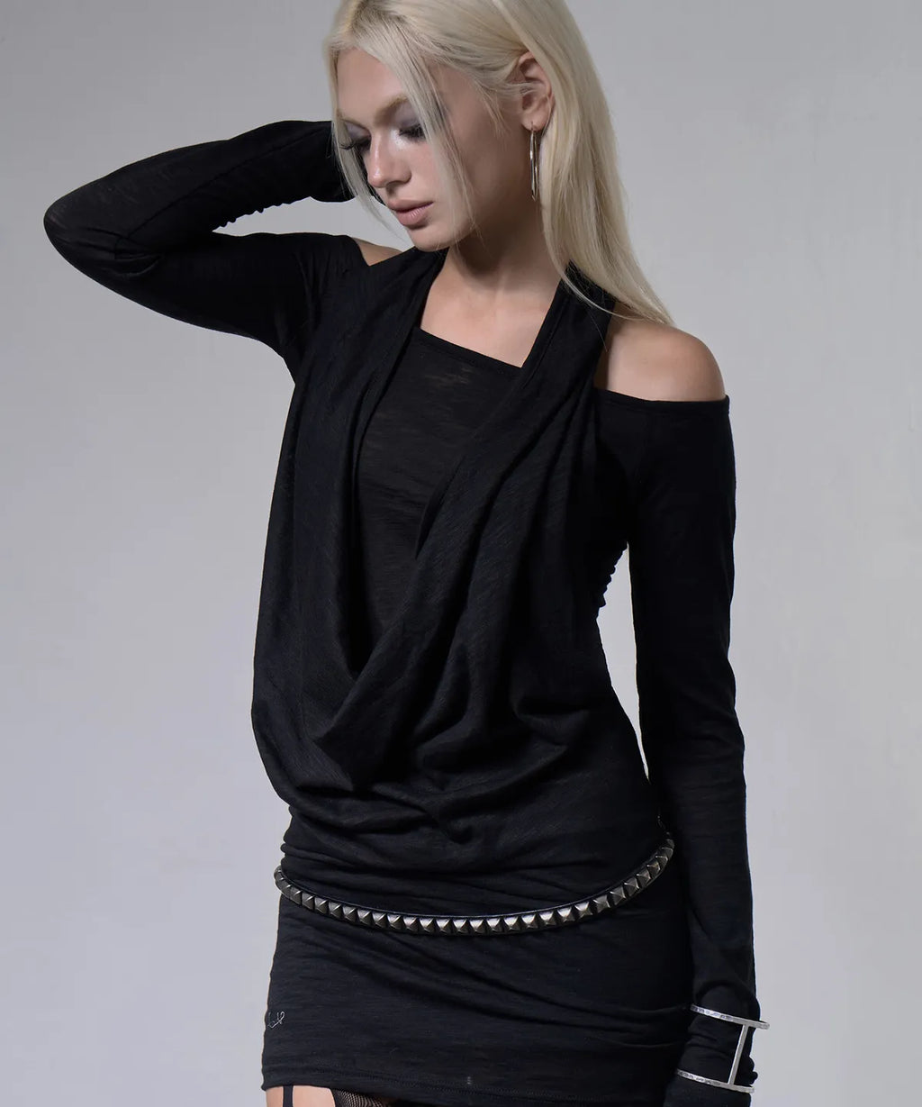 【Fancy Club】3-WAY OFF-SHOULDER COWL TOP - 2 colors