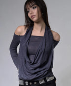 【Fancy Club】3-WAY OFF-SHOULDER COWL TOP - 2 colors