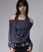 【Fancy Club】3-WAY OFF-SHOULDER COWL TOP - 2 colors