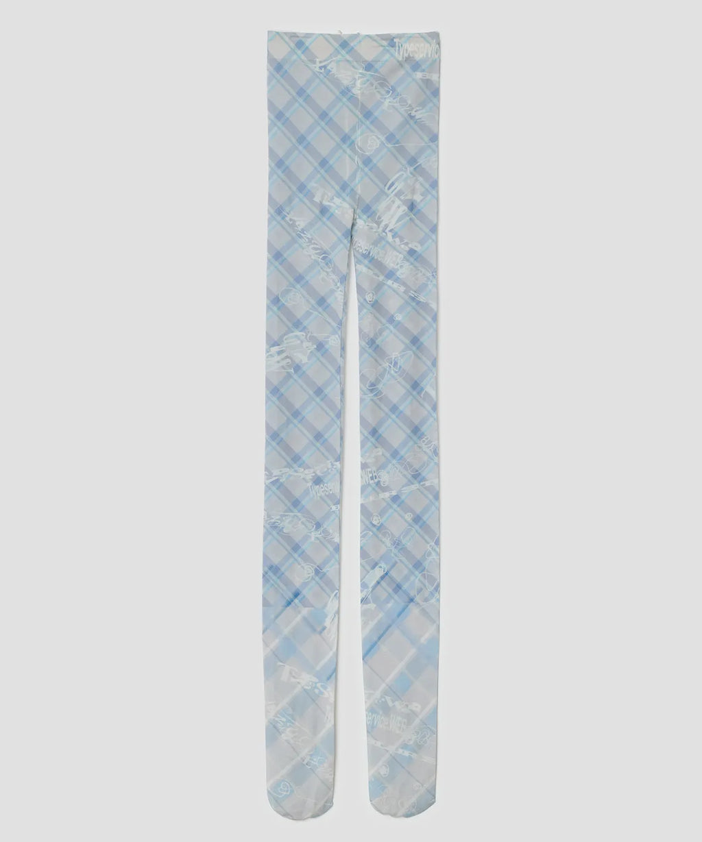 【typeservice】Sketch Grid Tights [ Gray / blue ]