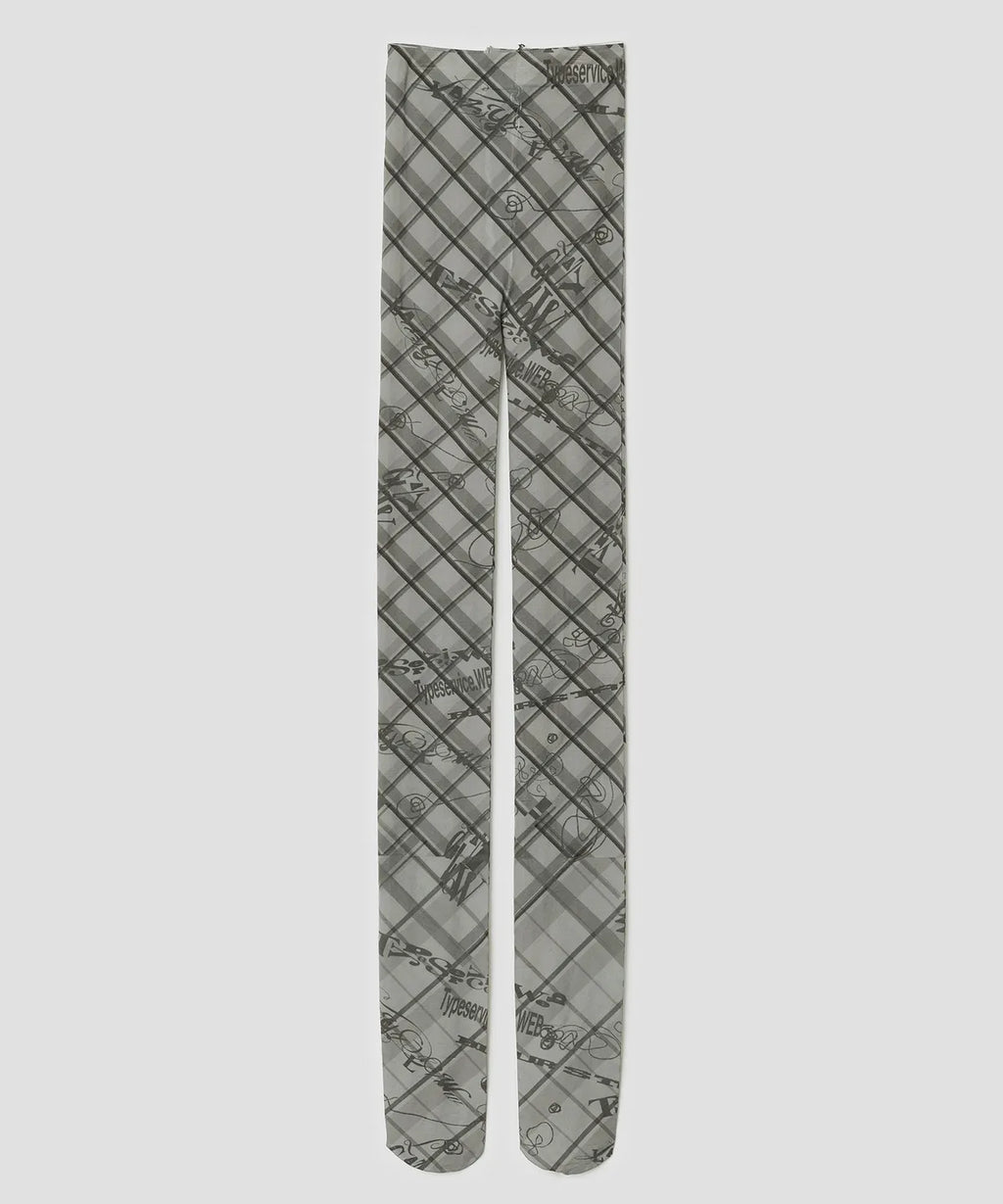 【typeservice】Sketch Grid Tights [ Gray / blue ]