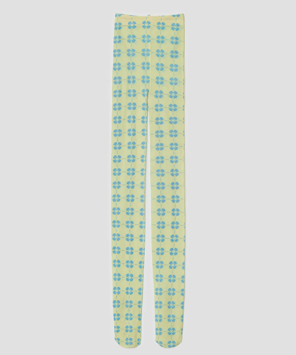 【typeservice】Flora Tile Tights [ Lime / Gray ]
