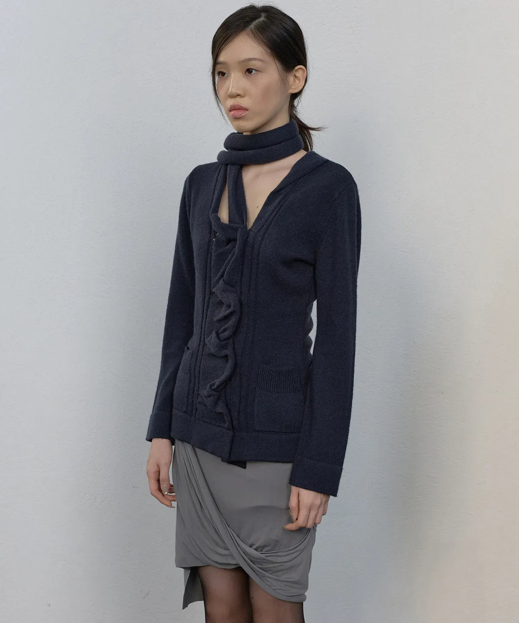 【Flare up】Sculpted Draped Cardigan - 2 colors
