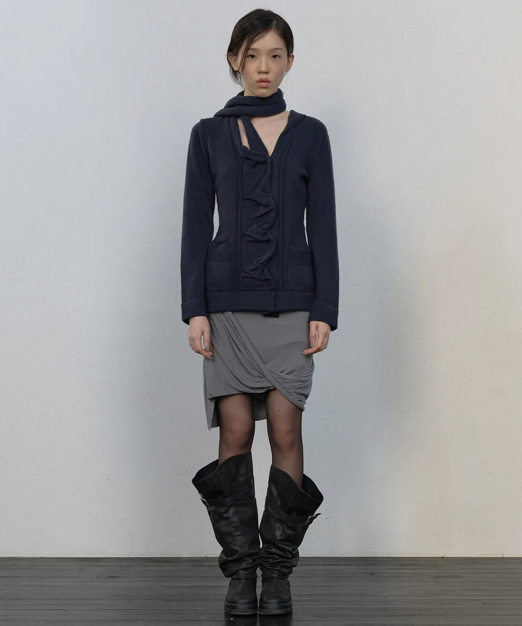 【Flare up】Sculpted Draped Cardigan - 2 colors