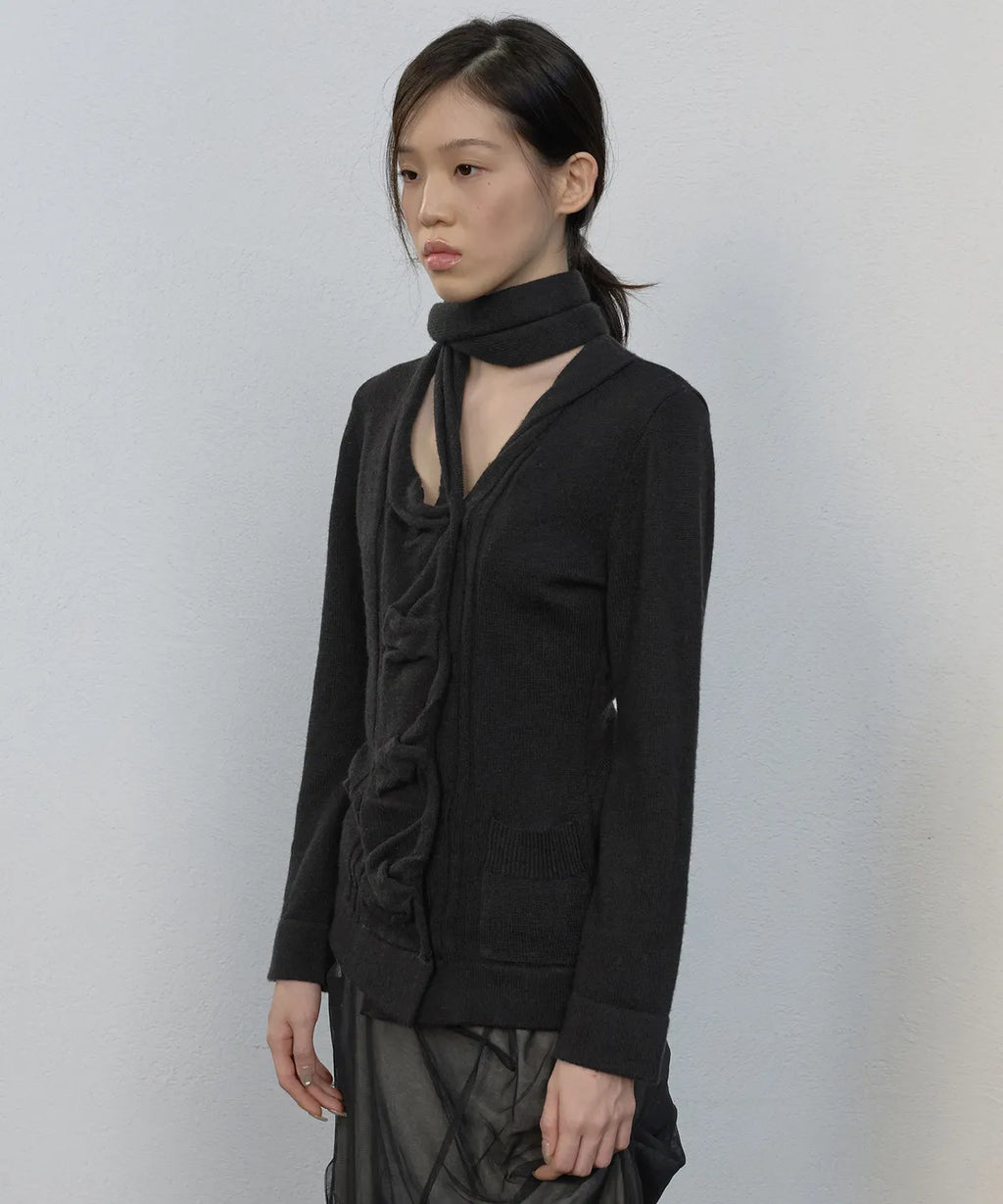 【Flare up】Sculpted Draped Cardigan - 2 colors