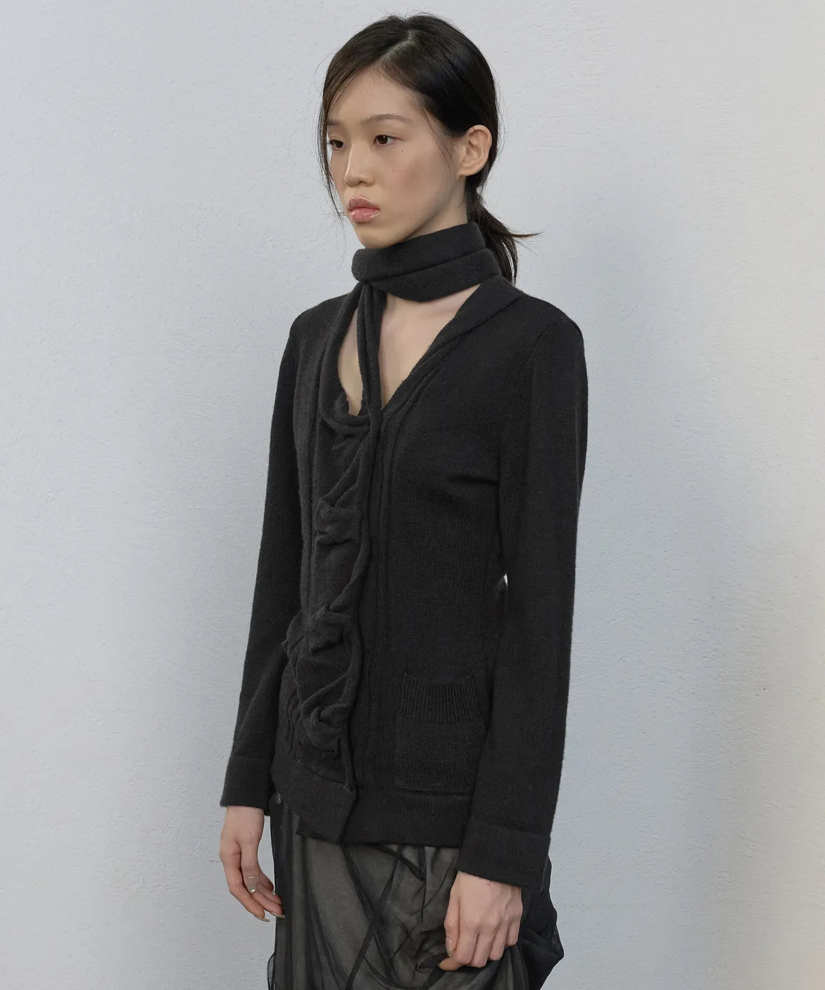 【Flare up】Sculpted Draped Cardigan - 2 colors