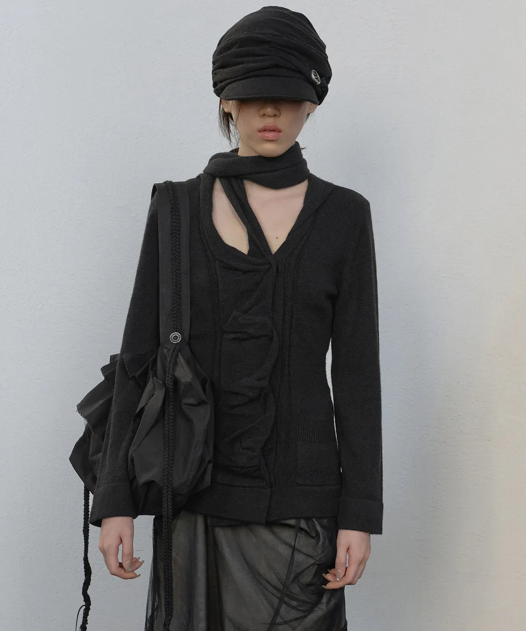 【Flare up】Sculpted Draped Cardigan - 2 colors