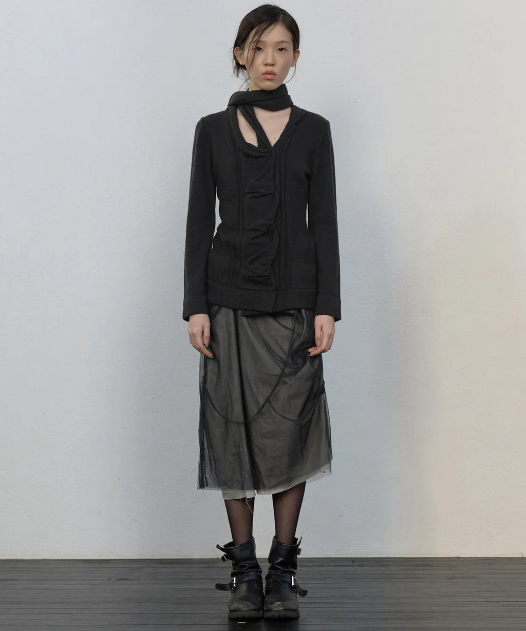 【Flare up】Sculpted Draped Cardigan - 2 colors